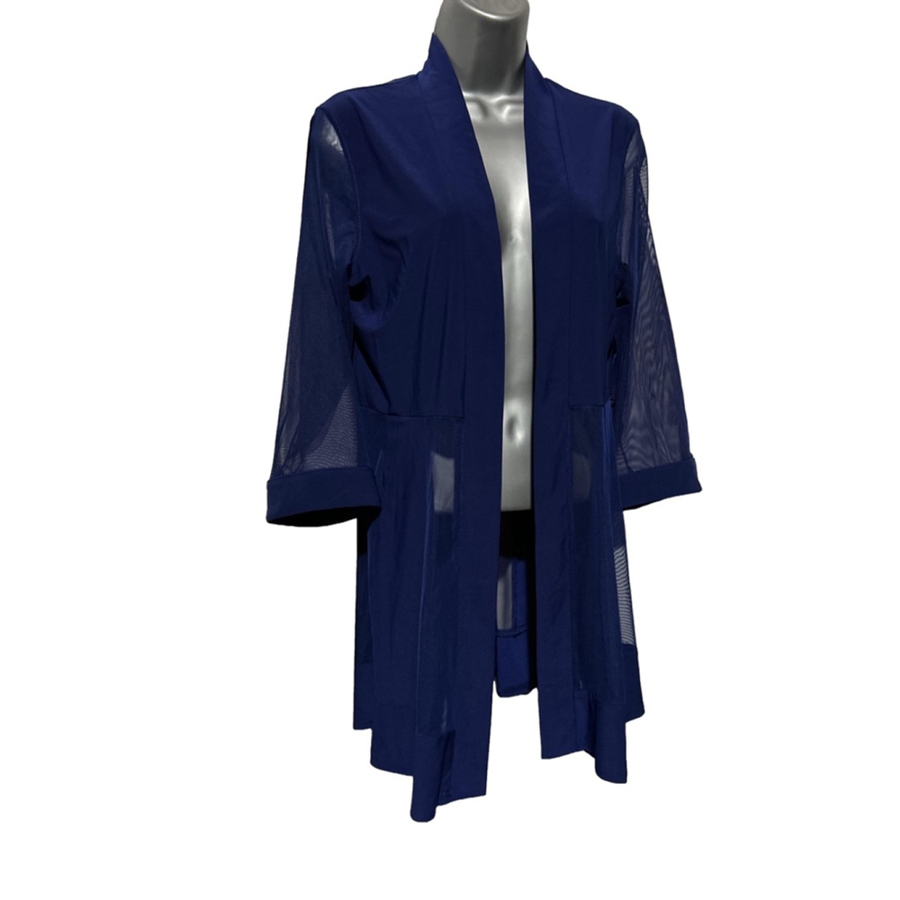 NWT Partially Sheer Dress Jacket Mid thigh length, 3/4 sleeve in Royal Blue PM - Picture 5 of 11